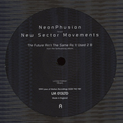 Neon Phusion : The Future Ain't The Same As It Used 2 B (12", Ltd) is available for sale at our shop at a great price. We have a huge collection of Vinyl's, CD's, Cassettes & other formats available for sale for music lovers - Vinyl Record
