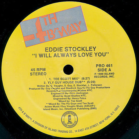 Eddie Stockley : I Will Always Love You (12", Promo) is available for sale at our shop at a great price. We have a huge collection of Vinyl's, CD's, Cassettes & other formats available for sale for music lovers - Vinyl Record