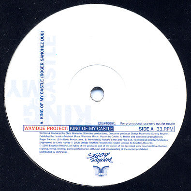 Wamdue Project : King Of My Castle (12", Promo) is available for sale at our shop at a great price. We have a huge collection of Vinyl's, CD's, Cassettes & other formats available for sale for music lovers - Vinyl Record