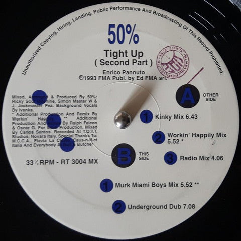 50% - Tight Up (Second Part) Vinyl - Vinyl Record