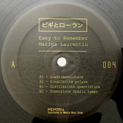 Easy To Remember / Marius Laurentiu : Teorie Dello Spazio-Tempo (12") - Vinyl Record