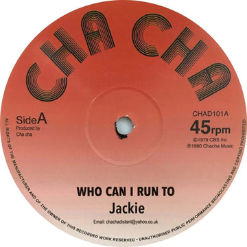 Jackie / Earth And Stone - Who Can I Run To - Artists Jackie / Earth And Stone Genre Lovers Rock, Reissue Release Date 14 Jul 2023 Cat No. Chad101 Format 12