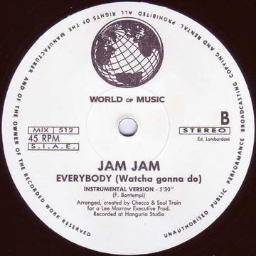 Jam Jam - Everybody (Watcha Gonna Do) - Artists Jam Jam Genre Italo House, Hip House Release Date 1 Jan 1991 Cat No. MIX 512 Format 12