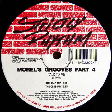 George Morel - Morel's Grooves Part 4 - Artists George Morel Genre Garage House Release Date 1 Nov 1993 Cat No. SR12200 Format 12