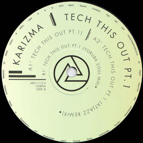 Karizma - Tech This Out Pt 1 - Artists Karizma Genre Deep House, Soulful House Release Date 1 Jan 2018 Cat No. ARC113V Format 12" Vinyl - Atjazz Record Company - Atjazz Record Company - Atjazz Record Company - Atjazz Record Company - Vinyl Record