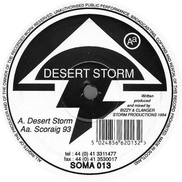 Desert Storm - Desert Storm / Scoraig 93 - Artists Desert Storm Genre Progressive Trance Release Date 21 Mar 2023 Cat No. SOMA 013 Format 12