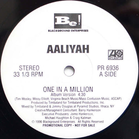 Aaliyah - One In A Million - Artists Aaliyah Genre R&B Release Date 1 Jan 1996 Cat No. PR 6936 Format 12" Vinyl - Blackground Enterprises - Blackground Enterprises - Blackground Enterprises - Blackground Enterprises - Vinyl Record