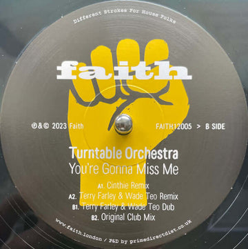 Turntable Orchestra - You're Gonna Miss Me - Artists Turntable Orchestra Genre Garage House Release Date 1 Jan 2023 Cat No. FAITH12005 Format 12