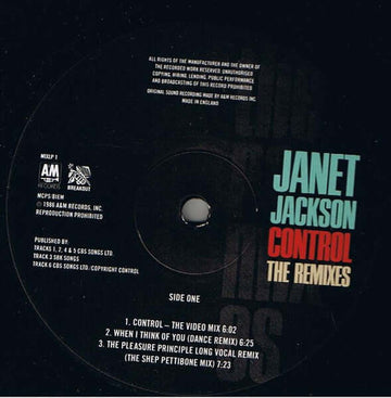 Janet Jackson - Control - The Remixes - Artists Janet Jackson Genre House, Pop Release Date 1 Jan 1987 Cat No. MIXLP 1 Format 12