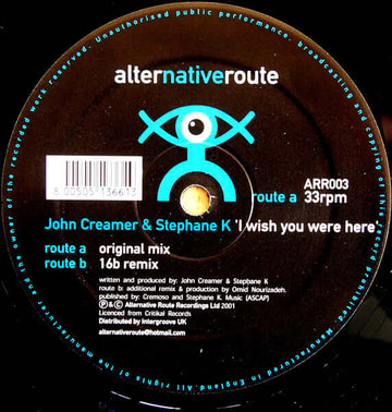 John Creamer & Stephane K - I Wish You Were Here - Artists John Creamer & Stephane K Genre Progressive House Release Date 1 Jan 2001 Cat No. ARR003 Format 12