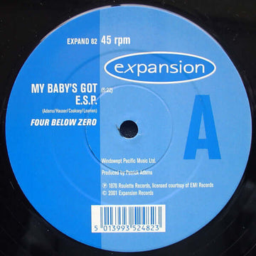 Four Below Zero - My Baby's Got E.S.P. - Artists Four Below Zero Genre Disco, Soul, Reissue Release Date 1 Jan 2001 Cat No. EXPAND 82 Format 12