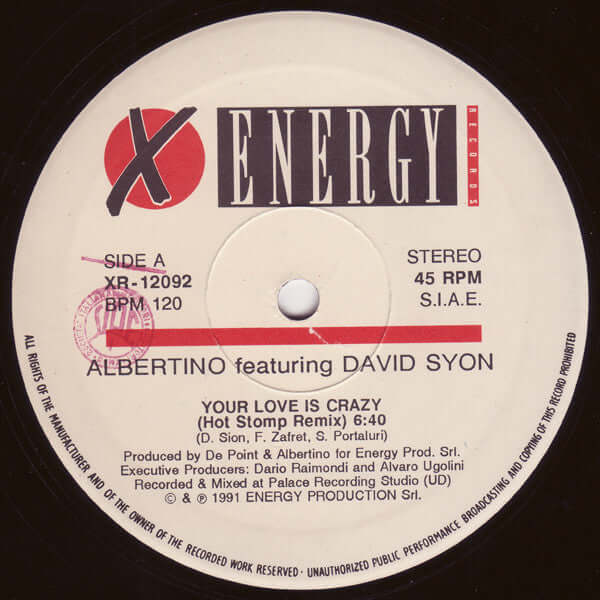 Albertino Featuring David Syon - Your Love Is Crazy (Remixes) Vinyl