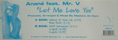 Anané Feat. Mr. V - Let Me Love You Vinyl - Vinyl Record