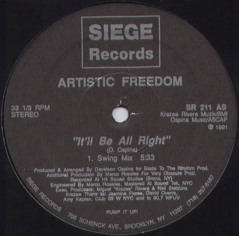 Artistic Freedom - It'll Be All Right Vinyl - Vinyl Record