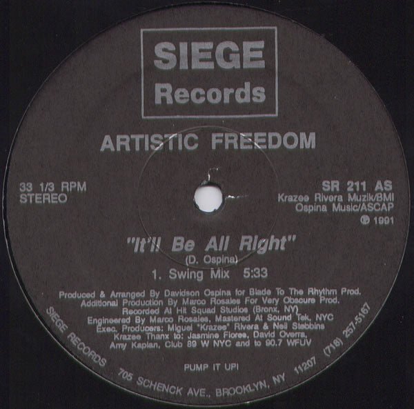 Artistic Freedom - It'll Be All Right Vinyl
