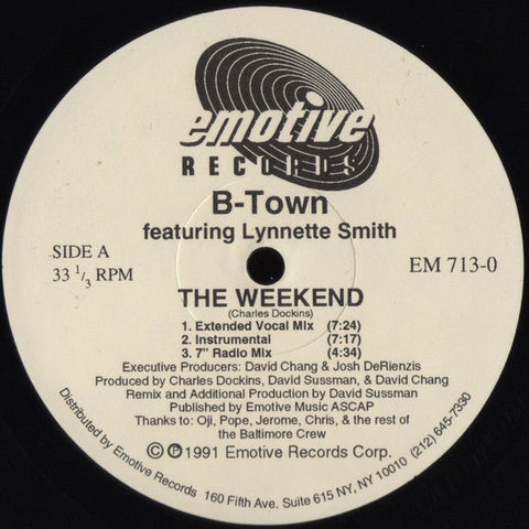 B - Town Featuring Lynette Smith - The Weekend Vinyl - Vinyl Record