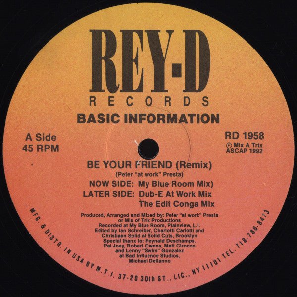 Basic Information - Be Your Friend (Remix) Vinyl