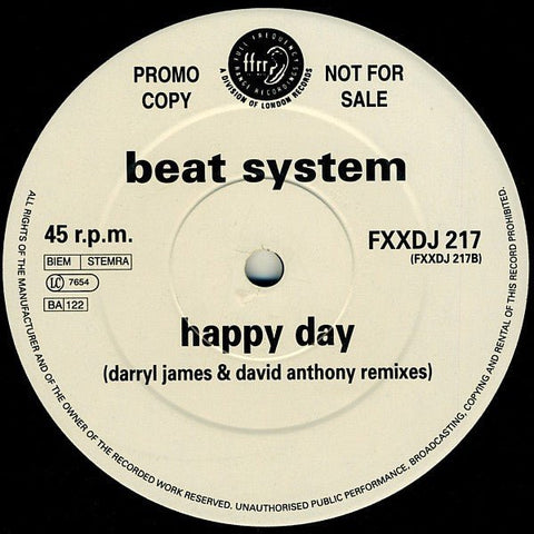 Beatsystem - Happy Day (Darryl James & David Anthony Remixes) Vinyl - Vinyl Record