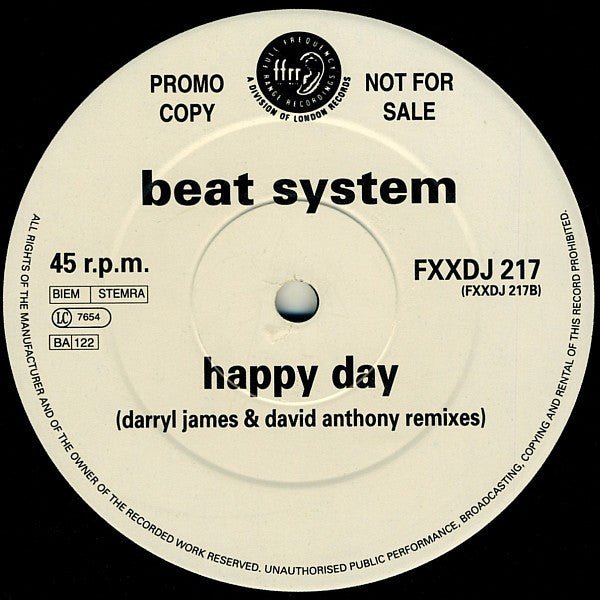 Beatsystem - Happy Day (Darryl James & David Anthony Remixes) Vinyl