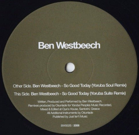 Ben Westbeech - So Good Today (Osunlade Remixes) Vinyl - Vinyl Record