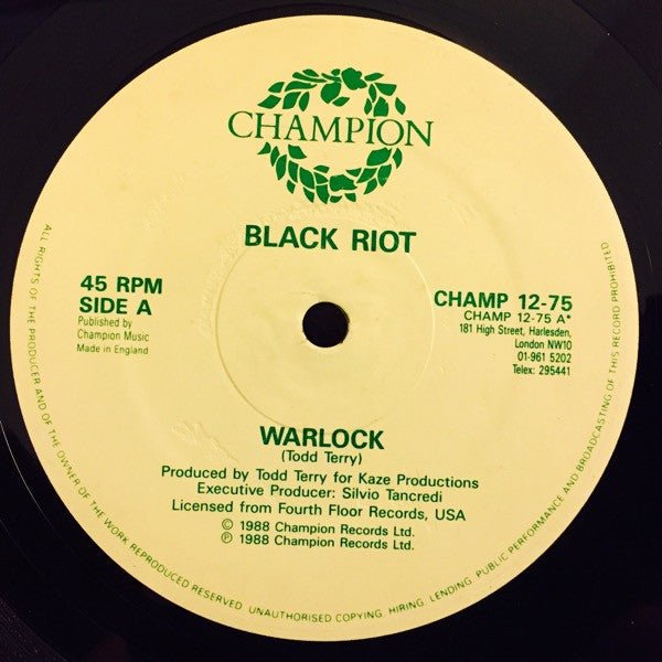 Black Riot - Warlock / A Day In The Life Vinyl