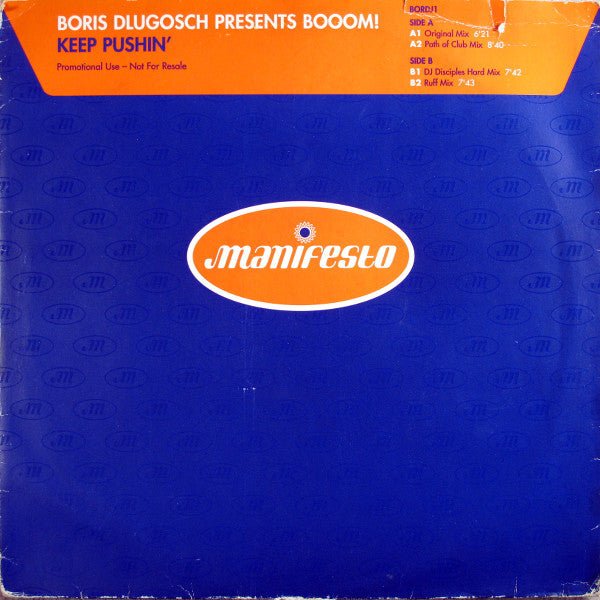 Boris Dlugosch Presents Booom! - Keep Pushin' Vinyl