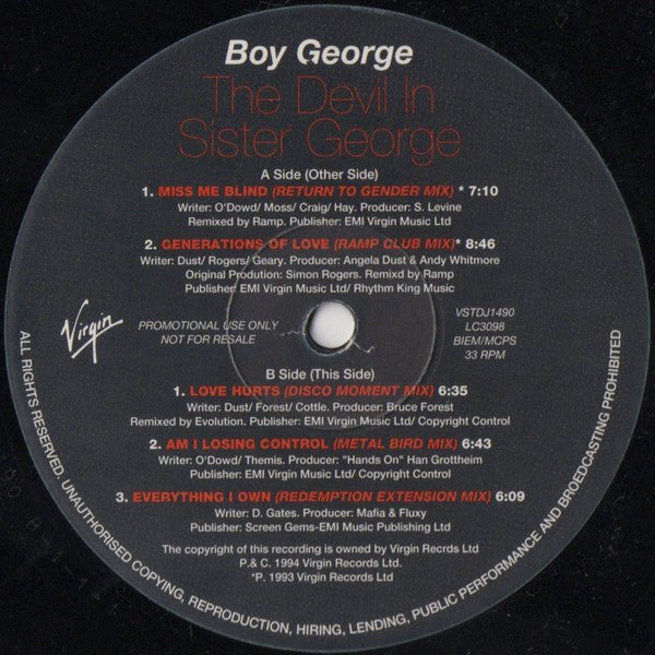 Boy George - The Devil In Sister George Vinyl