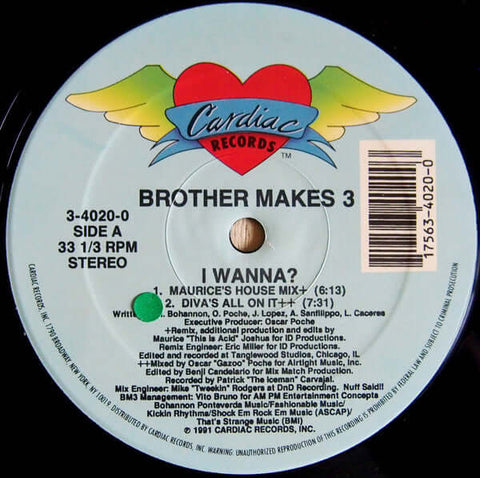 Brother Makes 3 - I Wanna? Vinyl - Vinyl Record
