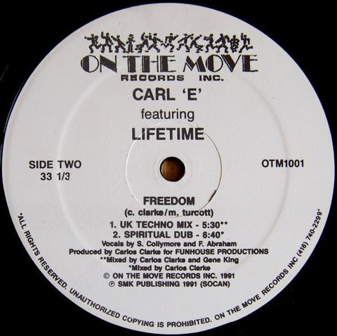 Carl "E" Featuring Lifetime - Freedom Vinyl - Vinyl Record