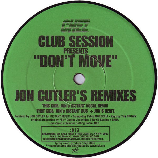 Club Session - Don't Move (Jon Cutler's Remixes) Vinyl
