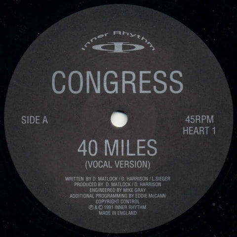 Congress - 40 Miles / Better Grooves Vinyl - Vinyl Record
