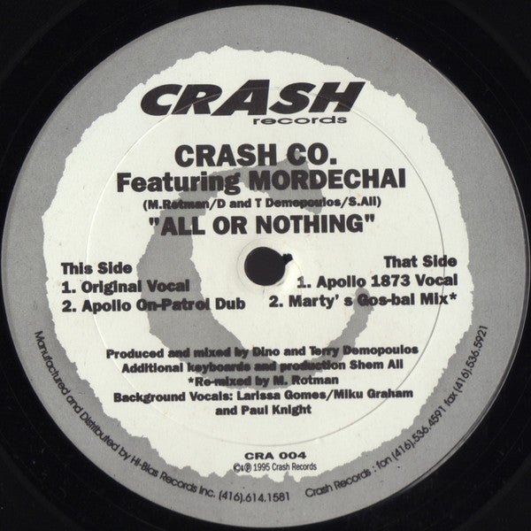 Crash Co. Featuring Mordechai - All Or Nothing Vinyl