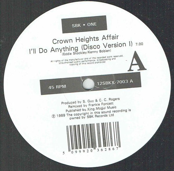 Crown Heights Affair - I'll Do Anything (Frankie Foncett Remixes) Vinyl