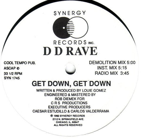 D D Rave - Get Down, Get Down Vinyl - Vinyl Record