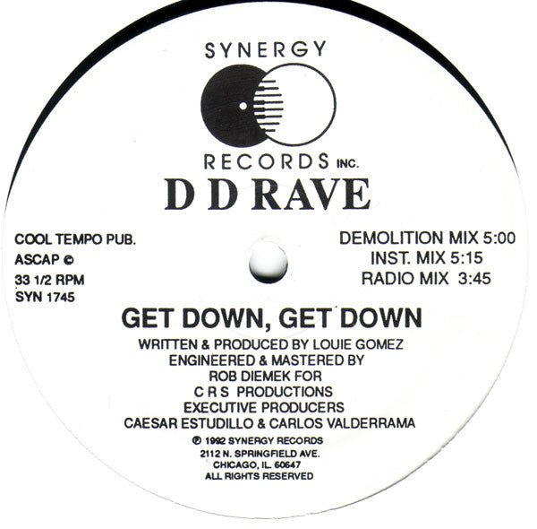 D D Rave - Get Down, Get Down Vinyl