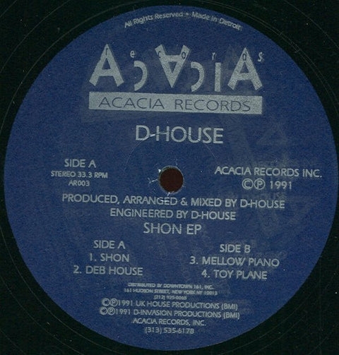 D - House - Shon EP Vinyl - Vinyl Record