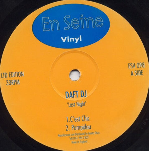Daft DJ - Last Night Vinyl - Vinyl Record