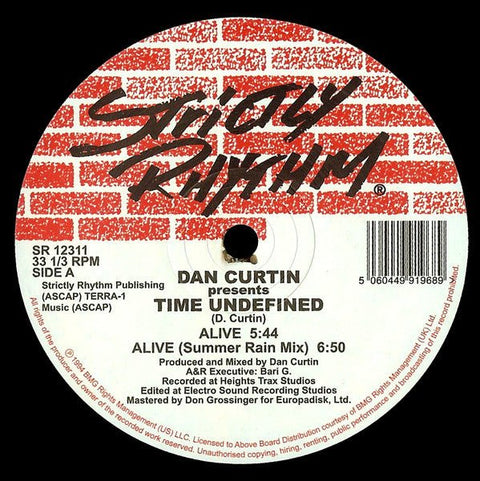 Dan Curtin Presents Time Undefined - Alive / Cascade Vinyl - Vinyl Record