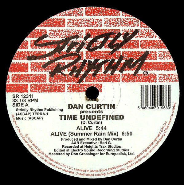 Dan Curtin Presents Time Undefined - Alive / Cascade Vinyl