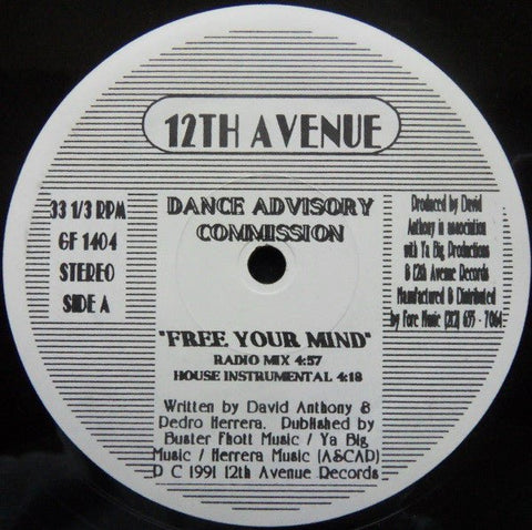 Dance Advisory Commission - Free Your Mind Vinyl - Vinyl Record