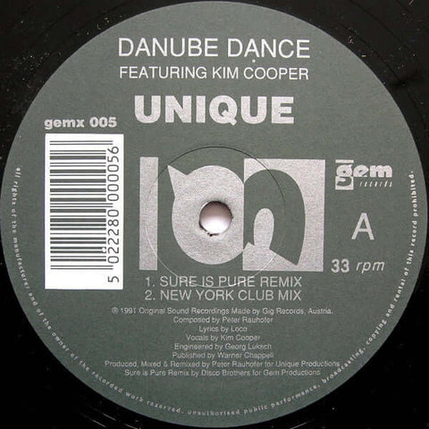 Danube Dance Featuring Kim Cooper - Unique (Remixes) Vinyl - Vinyl Record