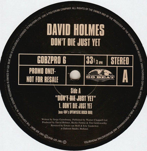 David Holmes - Don't Die Just Yet Vinyl - Vinyl Record