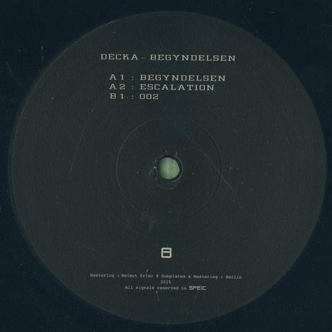 Decka - Begyndelsen Vinyl - Vinyl Record