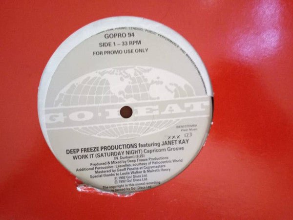 Deep Freeze Productions Featuring Janet Kay - Work It (Saturday Night) Vinyl