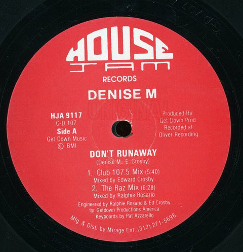 Denise M - Don't Runaway Vinyl - Vinyl Record