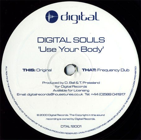 Digital Souls - Use Your Body Vinyl - Vinyl Record