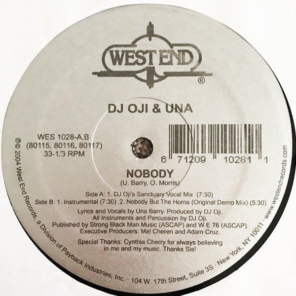 DJ Oji & Una - Nobody Vinyl
