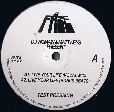 DJ Romain & Matt Keys - Live Your Life / Piano Man Vinyl - Vinyl Record