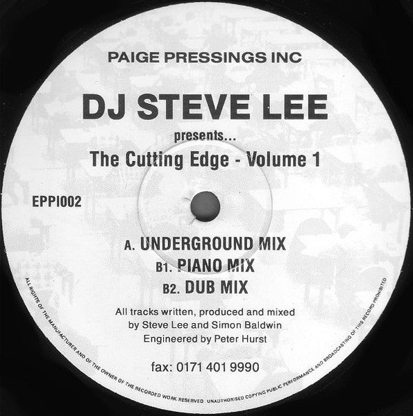 DJ Steve Lee - The Cutting Edge - Volume 1 Vinyl