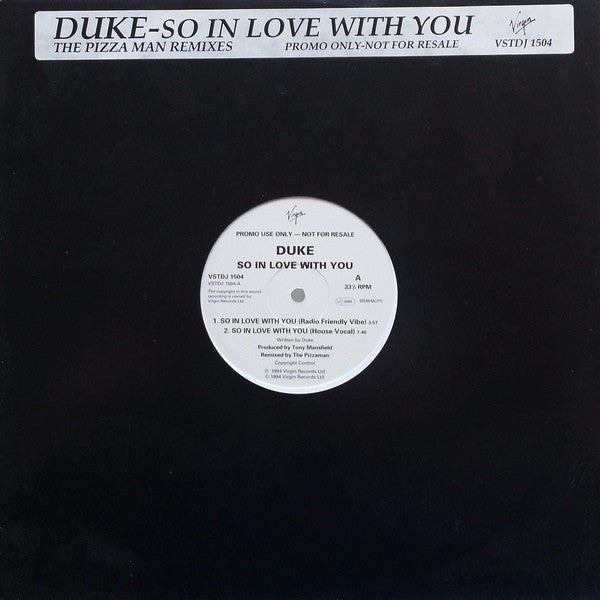 Duke - So In Love With You (The Pizzaman Remixes) Vinyl